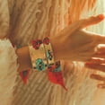 thumbnail image 3 of AOOOWER Vintage Handmade Colored Silk Scarf Bangle Adjustable Size Bracelet Wrist Accessory Everyday Wearable Wristband Ornament, 3 of 21