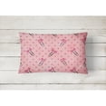 thumbnail image 2 of Watercolor Paper Clips and Polkadots Pink Canvas Fabric Decorative Pillow, 2 of 3