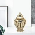 thumbnail image 6 of Ceramic Ginger Jar with Lid Universal Jar Handicraft Storage Decoration Home gold, 6 of 8