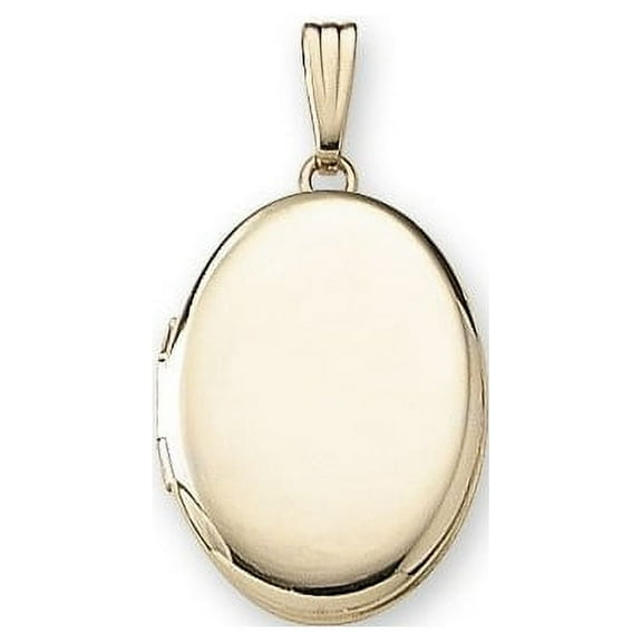 Solid 14k Yellow Gold Oval Locket - 5/8 Inch X 3/4 Inch Solid 14K Yellow Gold