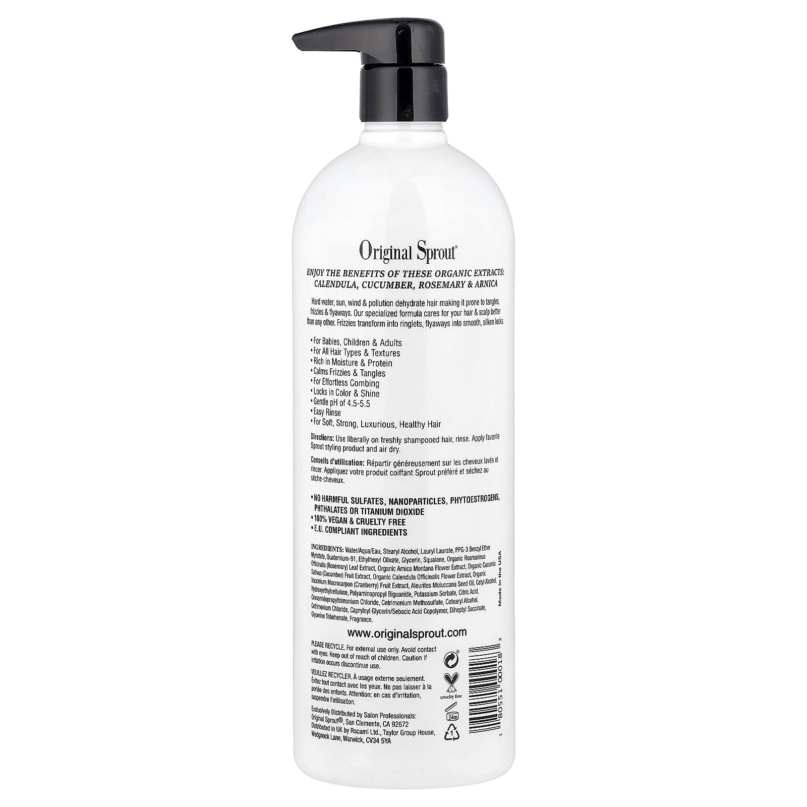 Original Sprout Classic Deep Conditioner, 100% Vegan, Moisturizing, Anti-Frizz, For all hair types, 32oz Bottle