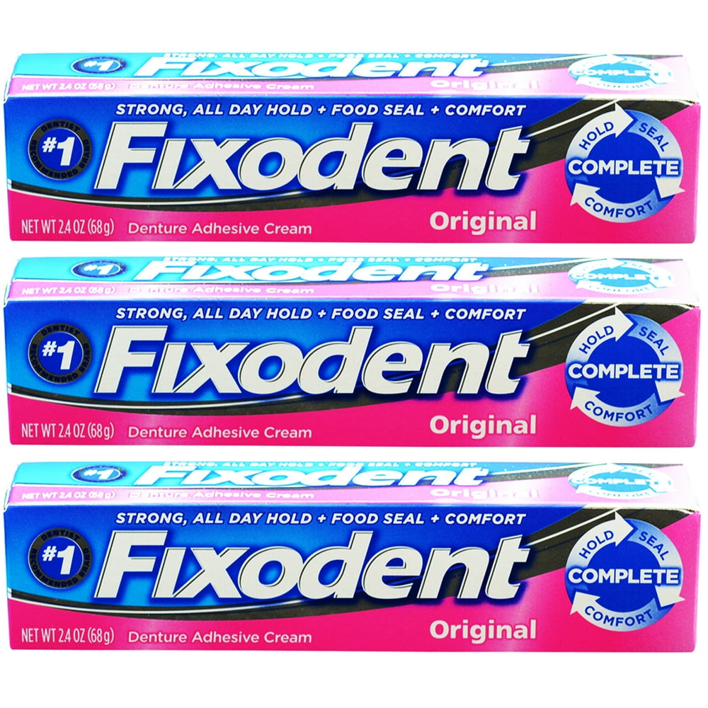 Fixodent Original Denture Adhesive Cream, 2.4 oz, 3 count