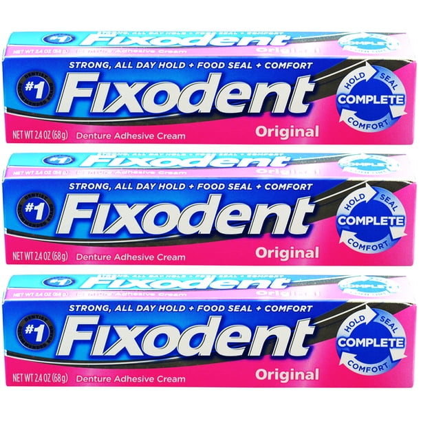 Fixodent Original Denture Adhesive Cream, 2.4 oz, 3 count