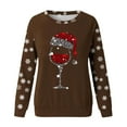 thumbnail image 5 of Fiaer Christmas Women Sweatshirts Shine Glass Snowflakes Xmas Pullovers Crew Neck Plus Size Baggy Trendy Tops Coffee XL, 5 of 5
