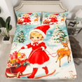 thumbnail image 2 of Manfei Kawaii Santa Claus Queen Sheet Sets,Girls Christmas Gifts Flat Sheet,Brown Xmas Reindeer Queen Fitted Sheet For Kids,Microfiber Bedroom Decor,4pcs, 2 of 7