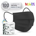 thumbnail image 2 of Cubrebocas Tricapa Gaon para Niños 100pz Negro, 2 of 6
