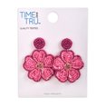 Time and Tru Female Adult Silver-Tone Fuschia Flower Seedbead Drop ...