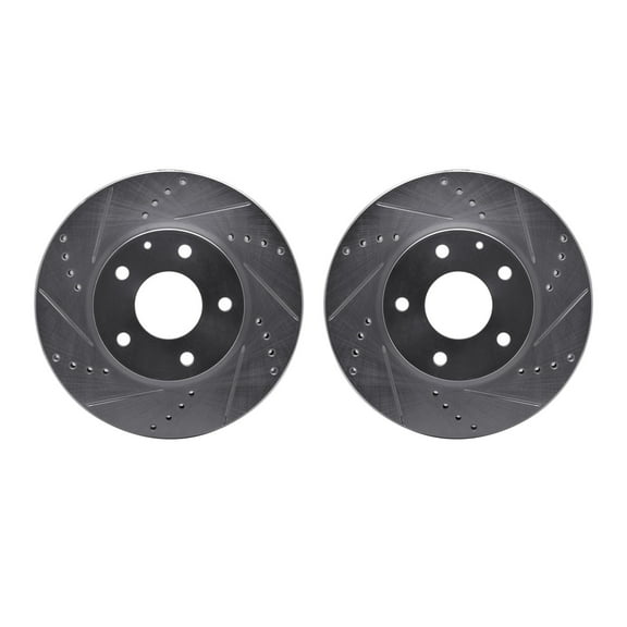 Dynamic Friction Company Front Brake Rotors-Drilled and Slotted-Silver 7002-80009
