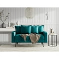 thumbnail image 6 of Enor Furniture Gault 58" Square Arm Modern Fabric/Metal Loveseat in Teal Blue, 6 of 16