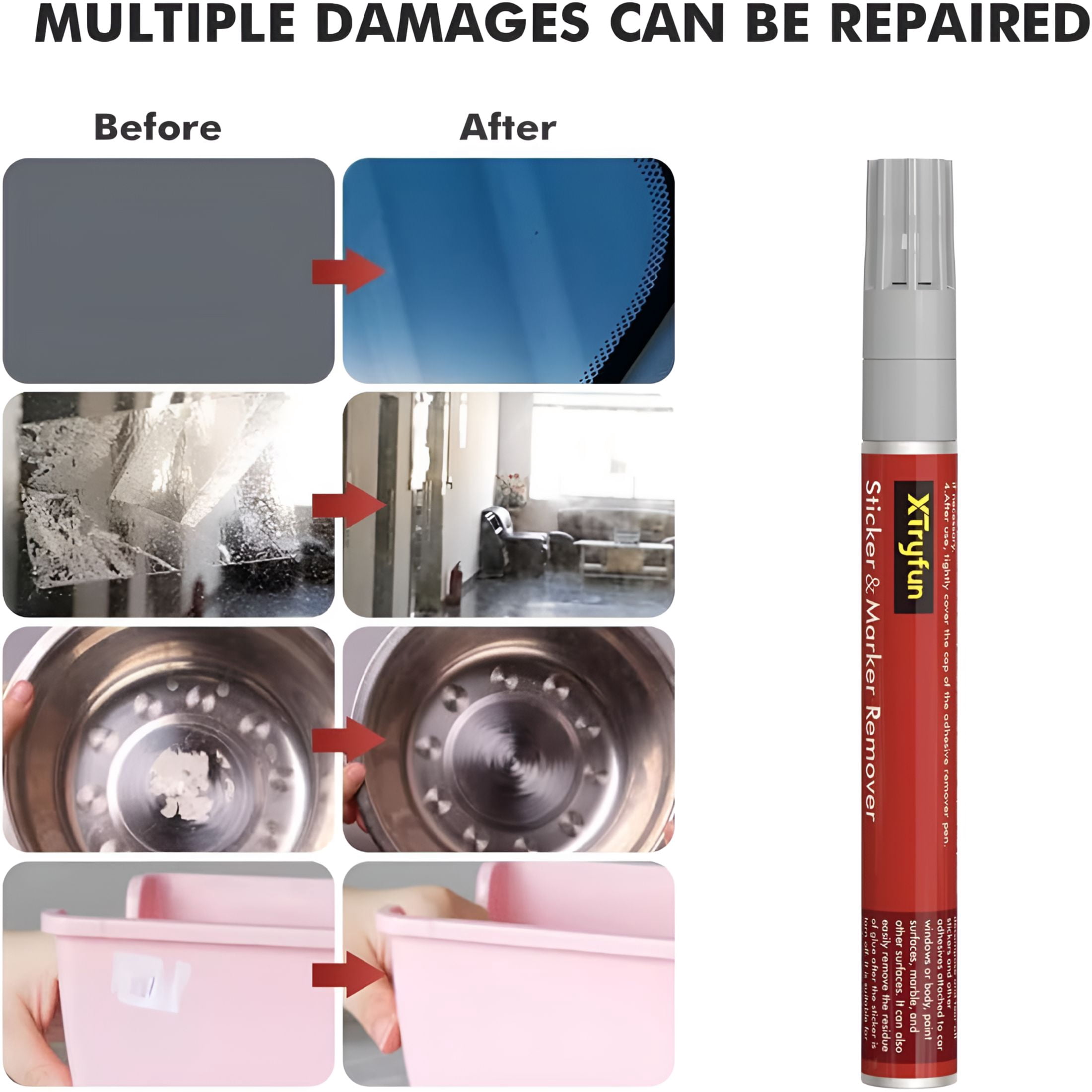 RAGUPEL Adhesive Remover,Multi-Surface Safe Sticker Marker Remover Pen,Rapid Safely Removes Stickers,Glue,Decals,Label,Tape,Sticky Residues and More From Car Furniture Floor and More,4 Count