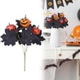 thumbnail image 2 of LHWEN Artificial Garland Silk Garcinia Flowers Green Leaves Halloween Pumpkin Branches Artificial Black Maple Leaves Bouquet With Stems Gothic Silk Twigs For Fall Vases Floral Arrangement DIY, 2 of 9