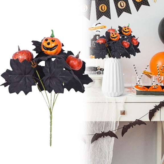 SMKE Fall Artificial Flowers,1Pc Black Halloween Flower Bouquet,Faux Floral Stems,Vase Filler Fall Floral Stems,Thanksgiving Table Floral Decor,Holiday Thanksgiving Wedding Floral Decor