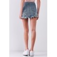 thumbnail image 4 of Medium Blue Washed Denim Ripped High Waist Raw Hem Detail Mini Skirt S, 4 of 4