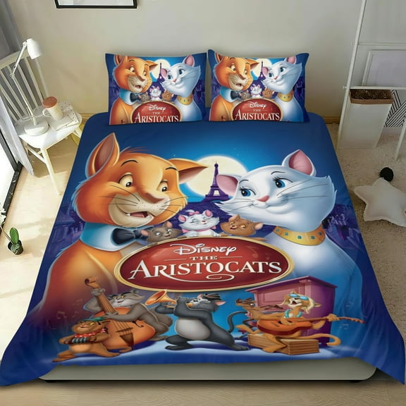 The Aristocats-themed Bed Sheet Set Three Piece Set Comfortable And Skin Friendly Unique Design Home Decor Gifts For Family Friends fans36x75Inches（90cm*190cm）