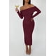 thumbnail image 5 of Vestido Maxi Ajustado PRETTYGARDEN Rojo Vino con Hombros Descubiertos y Fruncido Talla L, 5 of 8