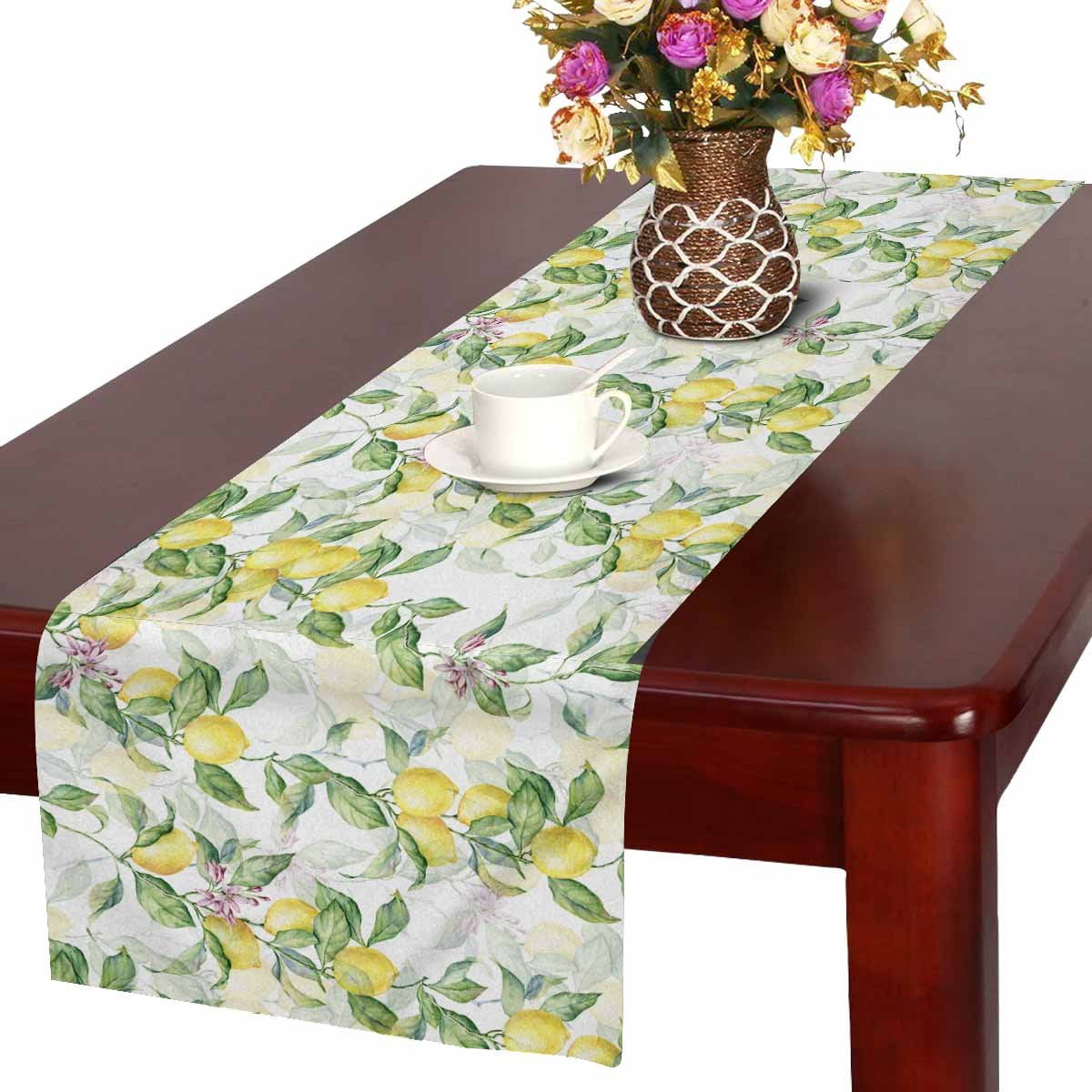 MKHERT Watercolor Lemon Table Runner, Tropical Lemon Table Cloth Runner ...