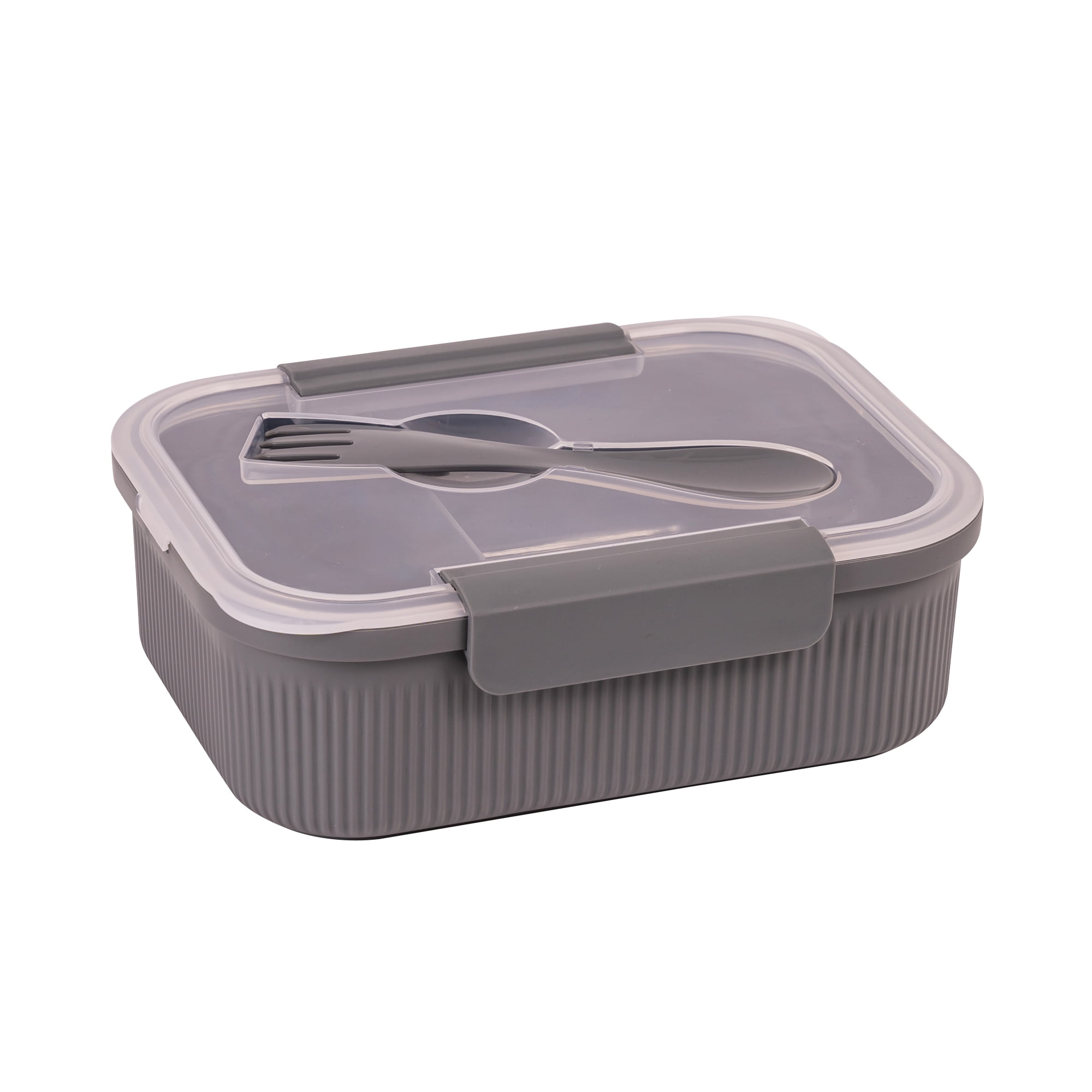 (4 pack) Mainstays Food Storage Bento Container, Rectangle, Gray, 42oz Capacity, A Practical Choice for School Lunches and Activities