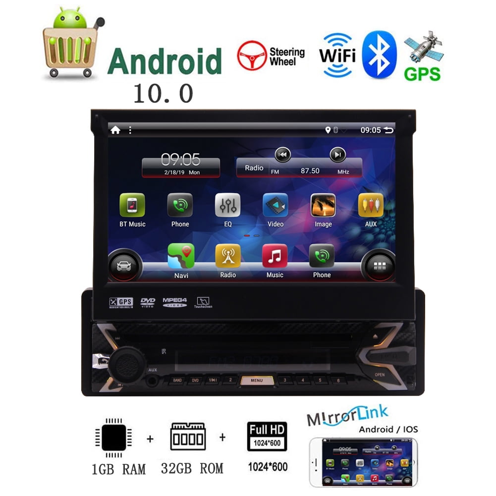 Single Din Android 10.0 GPS Stereo 7 Inch HD Touch Screen
