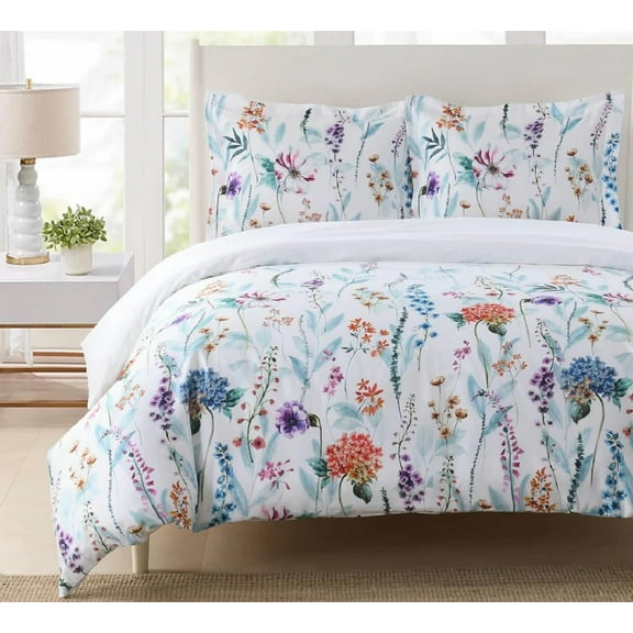 Sheetsnthings 2pc 100% Cotton Duvet Cover Set (Twin/Twin XL) Thalia Floral Comforter Cover with Pillow Sham