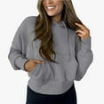 thumbnail image 2 of GigrtiJin Women Hoodies Long Sleeves Solid Color Hooded Sweatshirts Casual Drawstring Pullover Tops with Pocket, 2 of 8