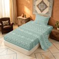thumbnail image 2 of Manfei Bohemian Aztec Twin Sheets,Exotic Style Bedding, Green White, Gray Reversible 3-Piece1 Flat Sheet + 1 Fitted Sheet + 1 Pillowcase, 2 of 6