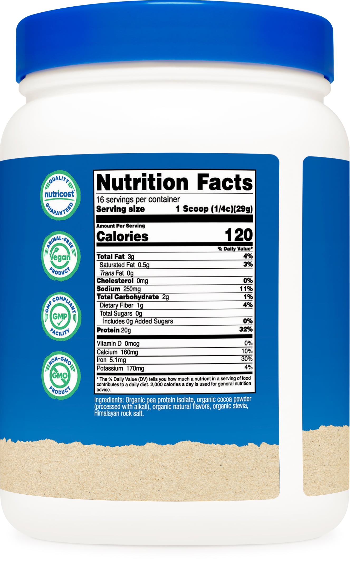 Nutricost Organic Pea Protein Powder (1LBS) - Chocolate, Certified USDA Organic, Protein from Plants, Vegetarian Friendly, Gluten Free, Non-GMO