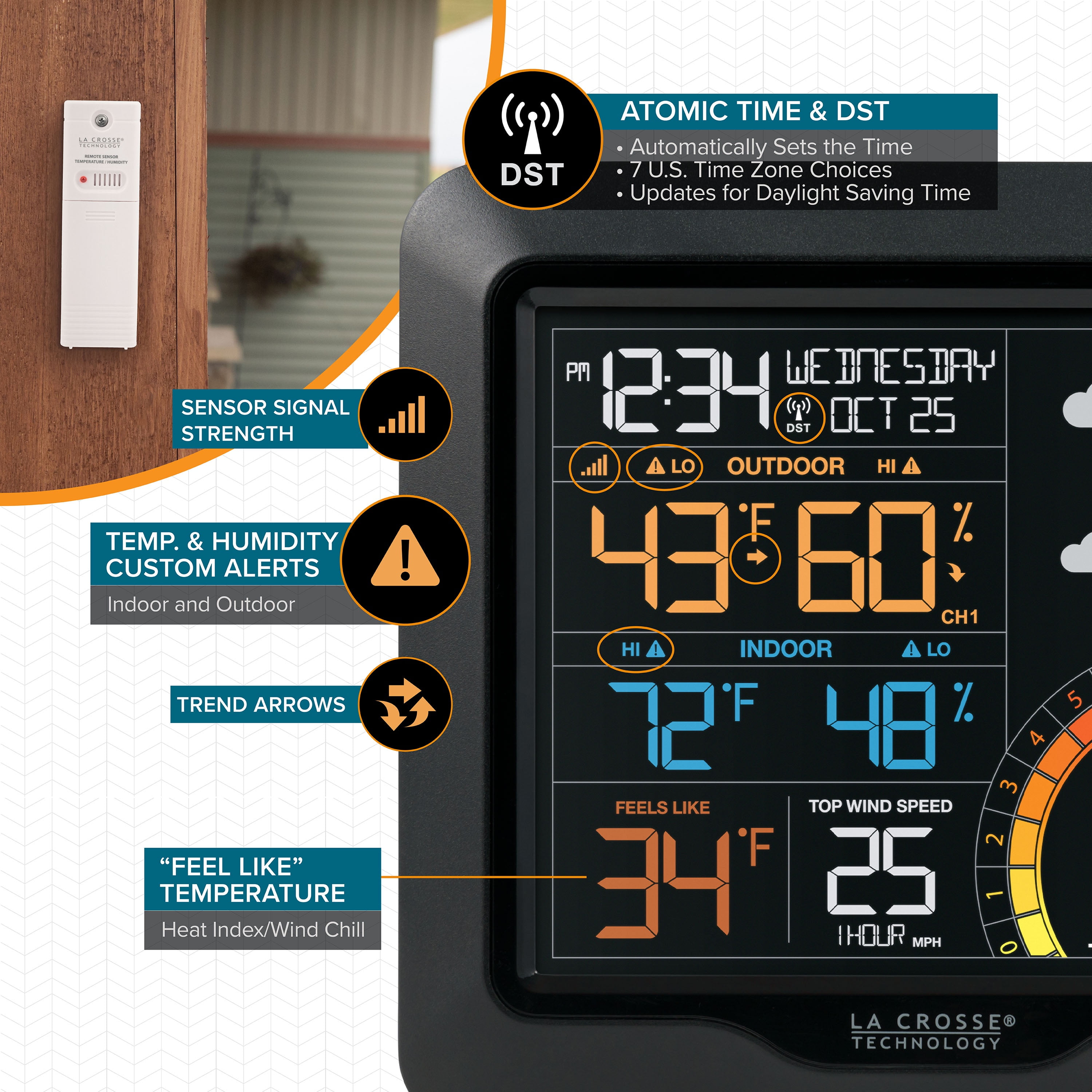La Crosse Technology L76225 Digital Color Wind & Weather Station with Wind Sensor