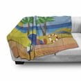 thumbnail image 2 of Graphic Beach Soft Flannel Fleece Throw Blanket, Paper Cut Art Style Sea View at Summer Surf Board Ball Flip Flops Umbrella, Cozy Plush for Indoor and Outdoor Use, 60" x 80", Multicolor, by Ambesonne, 2 of 5