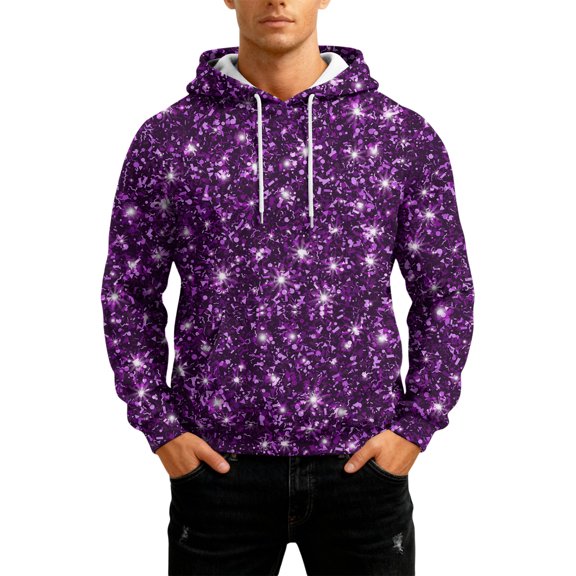 LNZGNM Mardi Day Gras Men's Hoodie Printed Oversized Sweatshirt with Pockets Long Sleeve Hooded Pullover Novelty Winter Outfits,Dark Purple S