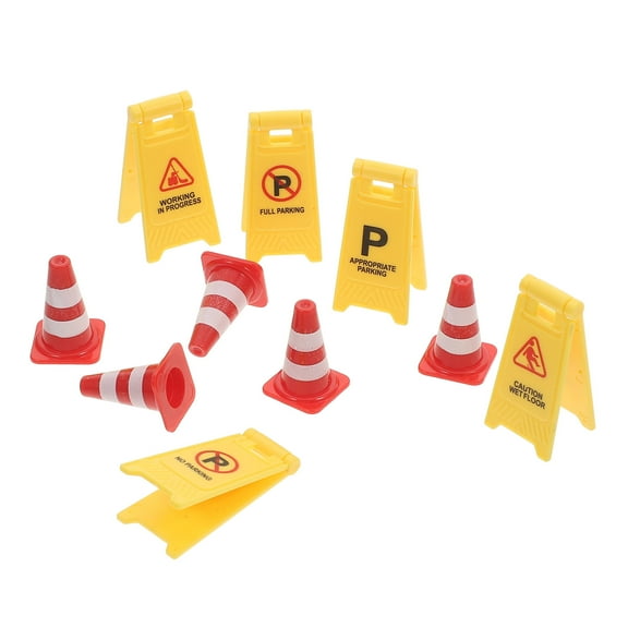 Amosfun Street Signs Toy Kids Traffic Signs Red 10Pcs
