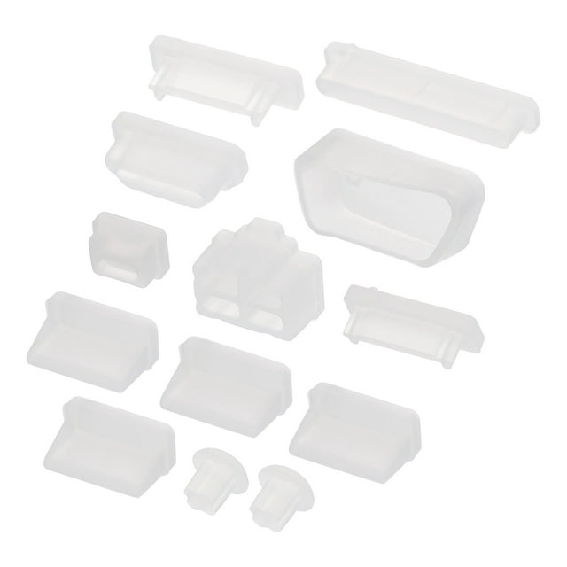 Unique Bargains 65 Pcs Capuchon de Conduit de Port d'Ordinateur Portable 13 Types de Prises Capuchon pour Portable Ordinateur Portable PC Ordinateur, USB/VGA/Prises Audio/SD, Transparent