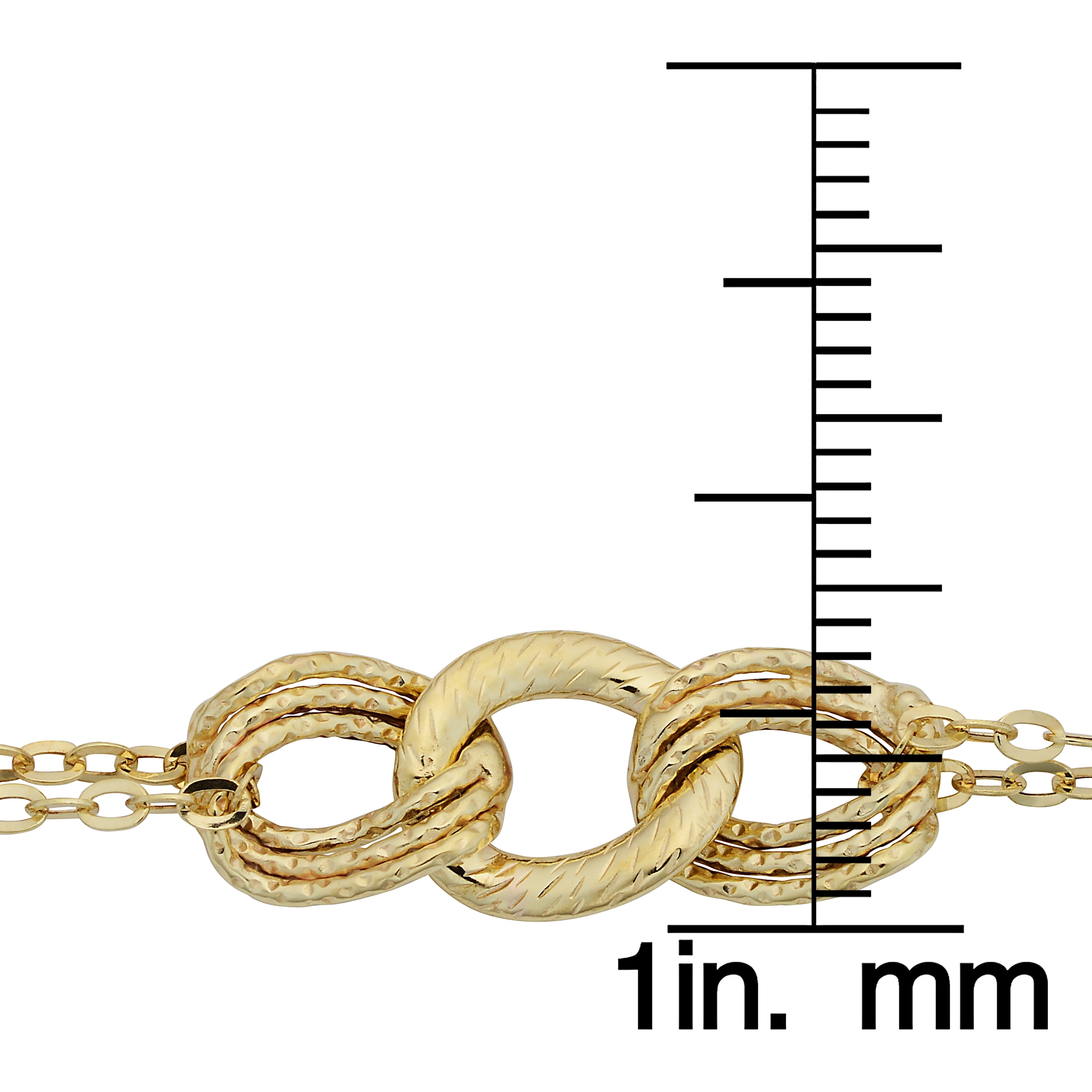 KoolJewelry 14k Yellow Gold Diamond-cut Link and Double Strand Necklace (18 inch)