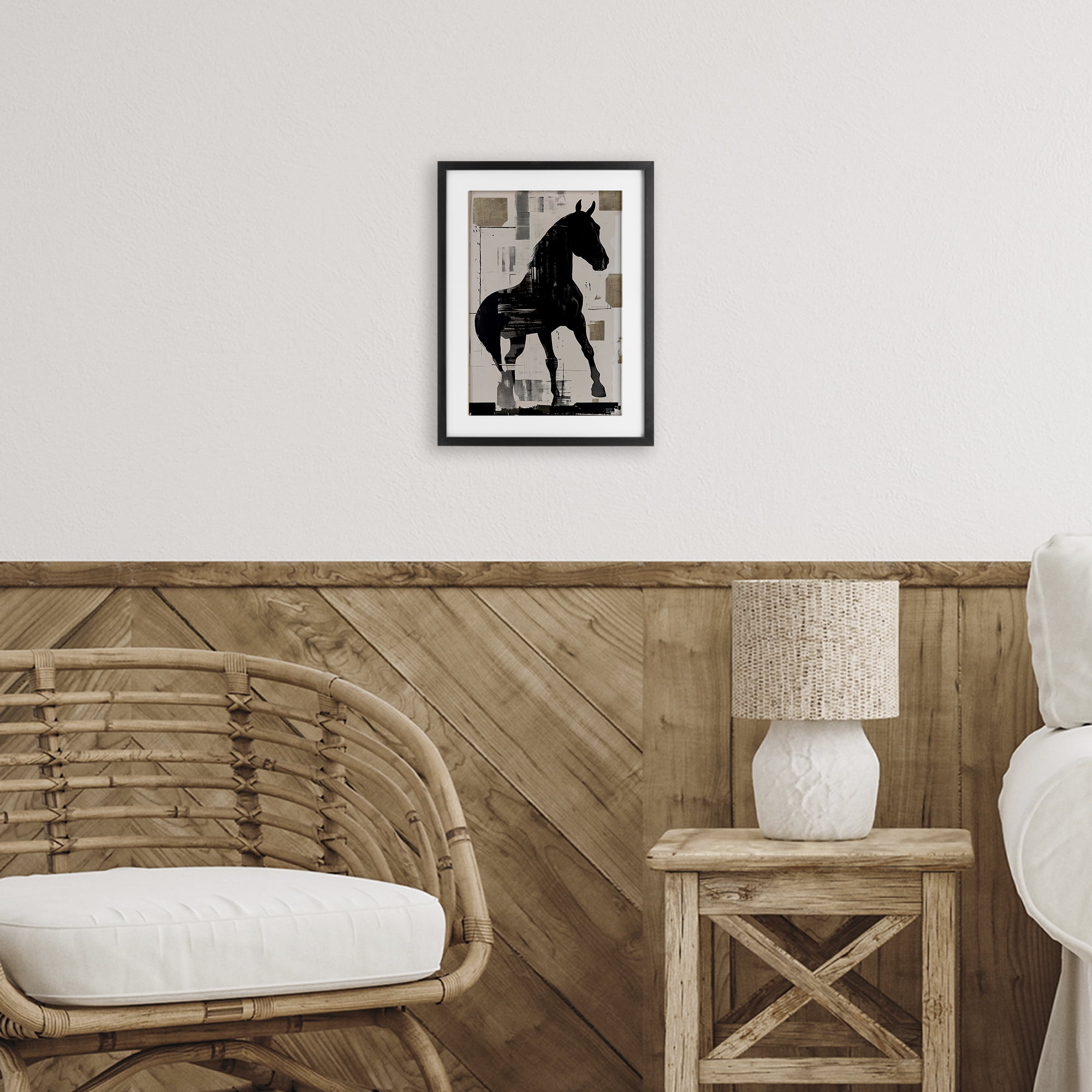 Equinity Horse Silhouette Black Framed Print Under Glass, design by Annabelle Hall