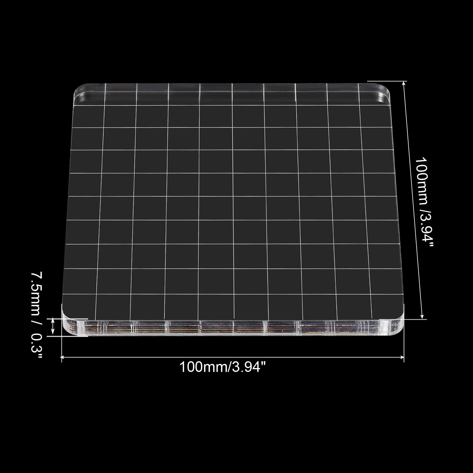 Unique Bargains Acrylic Stamping Block with Grid Lines for Scrapbooking 4"x 4"x0.3" 1Pcs