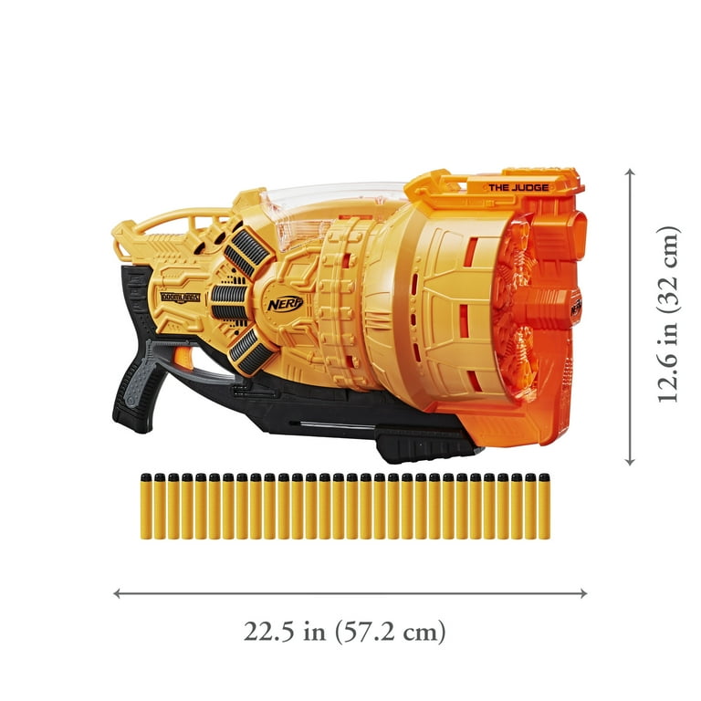the Judge Nerf Doomlands Blaster, 30-Dart Drum, Includes 30 the Judge Nerf Doomlands Blaster, 30-Dart Drum, Includes 30