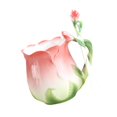 thumbnail image 2 of Taza de café Flower Copa de beber taza de la mañana 320 ml de rosa con cuchara para bebidas calientes café con leche café café leche rojo, 2 of 8