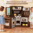 thumbnail image 4 of Gymax Corner Kitchen w/ Lights & Sounds Interactive Wooden Playset for Ages 3+ Coffee, 4 of 10