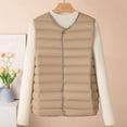 thumbnail image 2 of Light pour Femmes Automne Hiver Gilet Sans Col pour Femmes Grande Taille Manteau Col Rond, 2 of 3