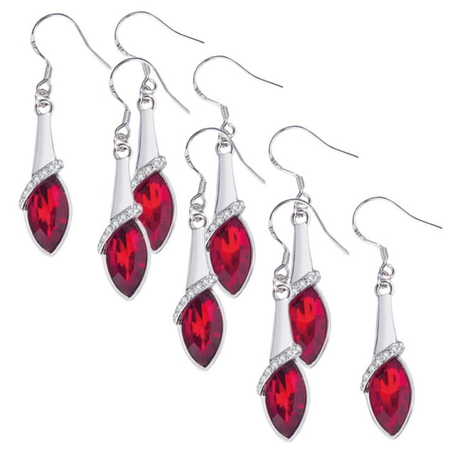 Accesorios Aretes Drop02 4Pzas Gota de Agua Rojo Metal/Circón.