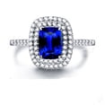 thumbnail image 2 of 1.50 Carat Vintage Blue Sapphire and Diamond Halo Engagemnet Ring for Women in White Gold, 2 of 4