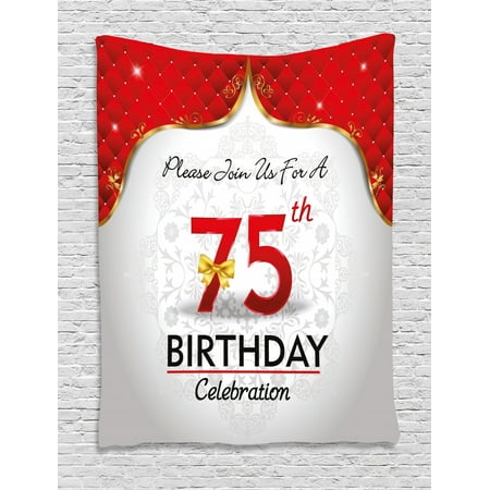75th Birthday Decorations Tapestry Royal Display Birthday Party Floral Invitation Ceremony Bow Wall Hanging For Bedroom Living Room Dorm Decor 60w