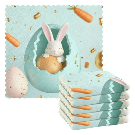

6 Pack Kitchen Dish Towels 11 Inch x 11 Inch Reusable Cleaning Cloths for Washing Dishes Dish Cloths for Drying Dishes Bunny in The Easter Egg