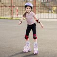 thumbnail image 4 of Costway 4 Sizes Adjustable Quad Skates with Light-up Wheels Safety Protection for Ages 8-13 Pink, 4 of 10