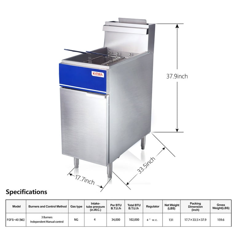 Cookline CF40-NG 16 Natural Gas 40 lb. Deep Fryer