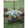 thumbnail image 5 of Square Outdoor Tablecloth with Umbrella Hole Teal Orange Palm Leaf Outside Table Cloth Waterproof Patio Table Cover Summer Leaves Botanical Zipper Tablecloths for Picnic Party Camping 54x54 Inch, 5 of 8