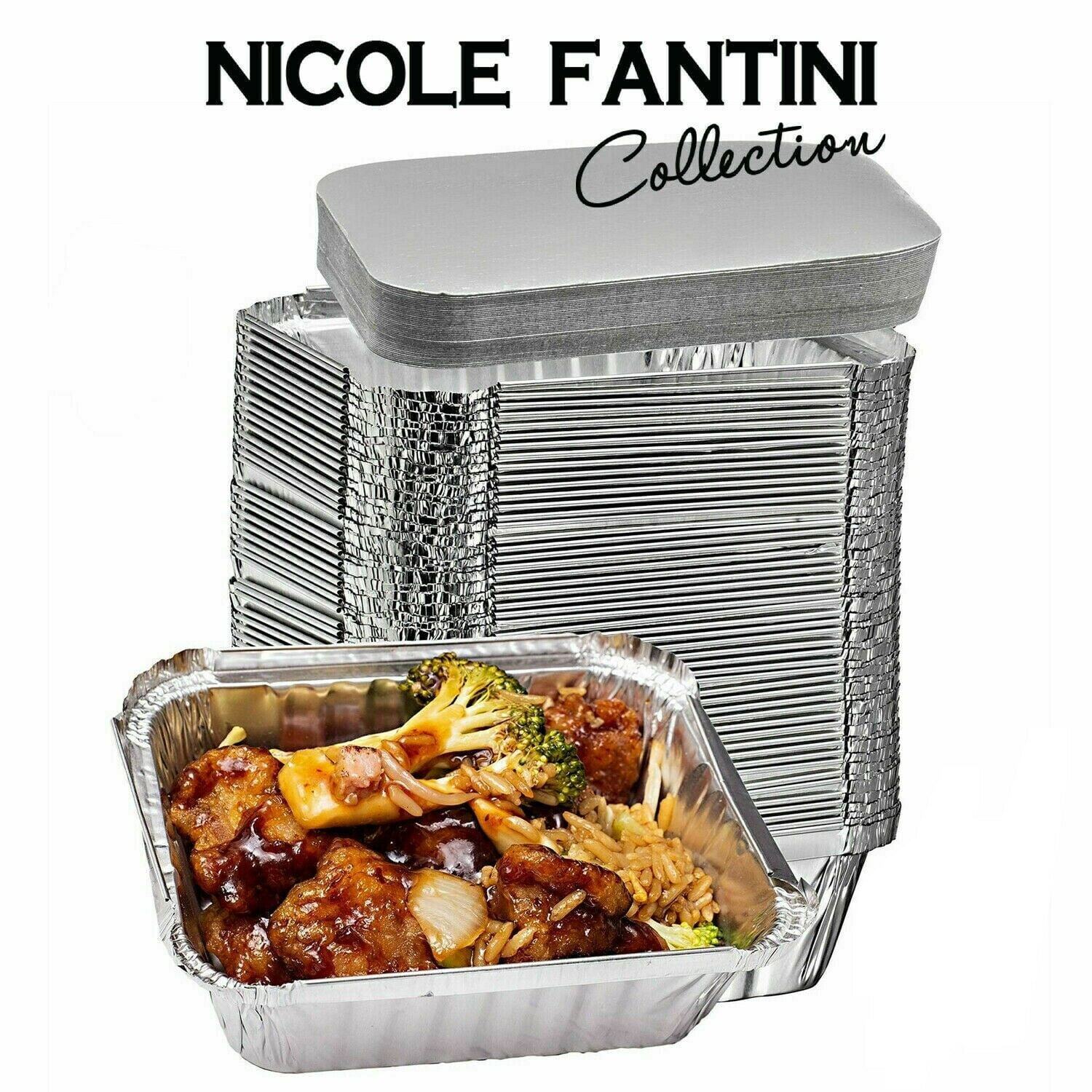 Nicole Fantini's Disposable 9x13 Aluminum Foil/Pan with Aluminum Lids Half Size Deep Steam Table Bakeware - Cookware Perfect for Baking Cakes, Bread