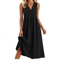 thumbnail image 4 of Awdenio Dresses for Women Summer Sundress Sleeveless Casual Dresses V Neck A-Line Beach Dress with Pockets, 4 of 5