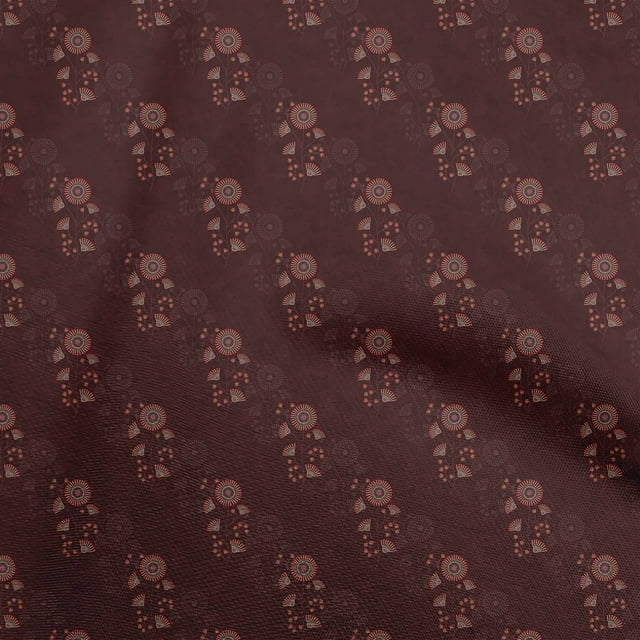 oneOone Tissu Georgette Viscose Rouge Matériel de Couture Floral Tissu Imprimé au Mètre 42 Pouces de Large