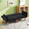 thumbnail image 5 of Leumius 72 Inch Futon Sofa Bed,Velvet Futon Couch with Adjustable Backrest and Cupholders,Suitable for Apartment,Living Room,Small Space,Black, 5 of 12