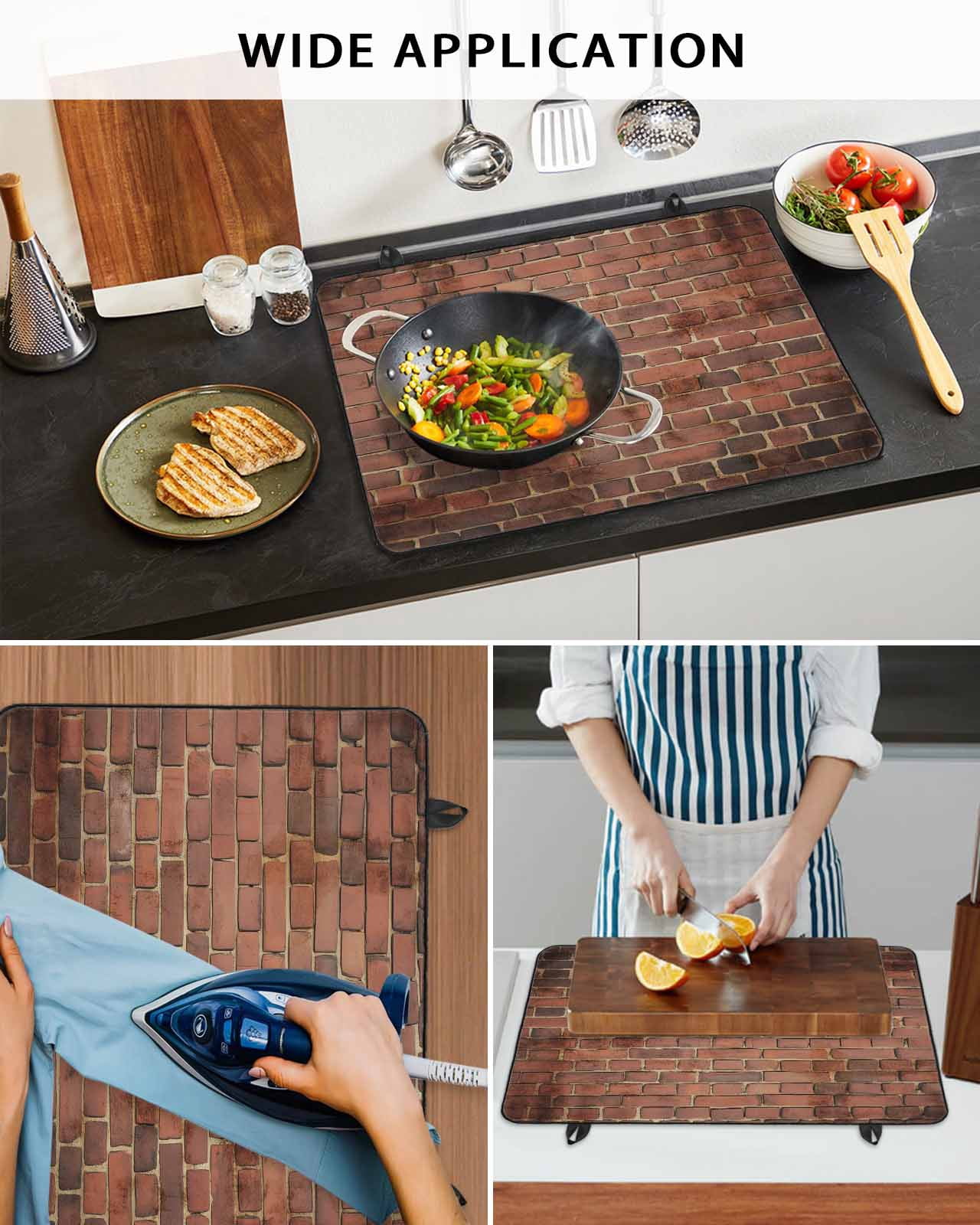 Large Induction Cooktop Protector Mat Vintage Wall Stove Top Covers for Electric Stove, Farmhouse Retro Art Decorative Stove Burner Cover Mats, Glass Top Stove Cover